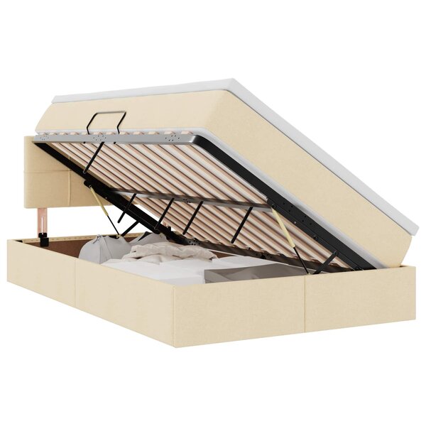 vidaXL Lit avec rangement et matelas avec matelas Crème 120 x 190 cm
