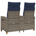 vidaXL Banc inclinable avec table 2 -Seater 126 x 65 x 112 cm