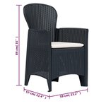 vidaXL Ensemble de bistro 3 Pièces Plastique rotin Anthracite
