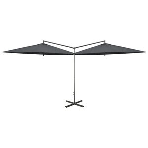 vidaXL Parasol de jardin double avec mât en acier anthracite 600 cm