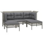 vidaXL Salon de jardin 6 Pièces avec coussins Gris Résine tressée