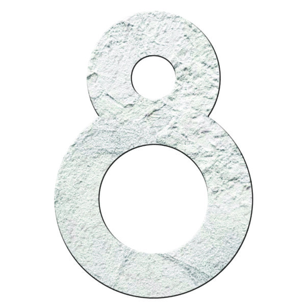 Numéro 8- Numéro adhésif pour boîtes aux lettres- Pierre véritable 50 mm  Albatre