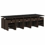 vidaXL Ensemble à manger de jardin avec coussins 15 Pièces marron rotin