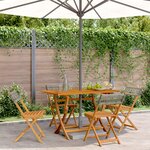 vidaXL Chaises de jardin pliantes lot de 4 gris poly rotin bois massif