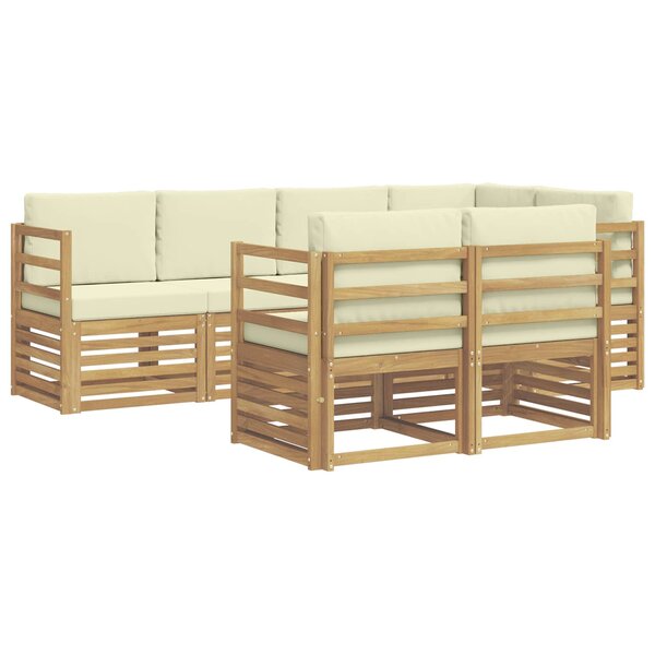 vidaXL Ensemble de canapés d'extérieur 7 pc Blanc et crème Polyester