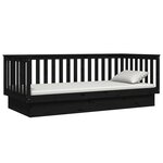 vidaXL Lit de jour Noir 80x200 cm Bois de pin massif