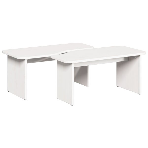 vidaXL Table basse 2 Pièces Blanc 100 x 69 x 35.5 cm Bois de pin massif