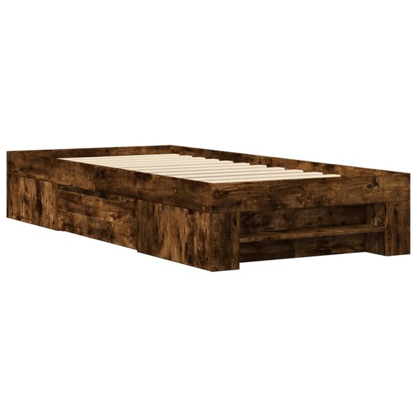 vidaXL Cadre de lit sans matelas chêne fumé 100x200 cm bois ingénierie