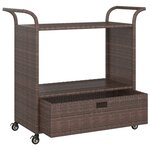vidaXL Chariot de bar avec tiroir Marron 100x45x97 cm Résine tressée