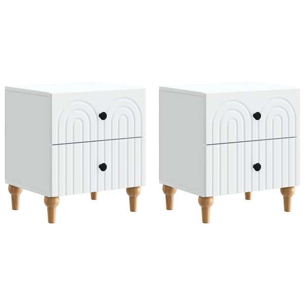 vidaXL Cabinet de chevet avec tiroir 2 Pièces Blanc 43 x 34 5 x 48 cm