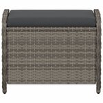 vidaXL Tabouret de jardin avec coussin gris 58x46x46 cm résine tressée