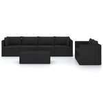 Salon de jardin meuble d'extérieur ensemble de mobilier 7 pièces avec coussins résine tressée noir 02_0017324