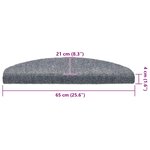 vidaXL Tapis d'escalier autocollants 20 pièces 65 x 21 x 4 cm Gris clair Demi-rond Grand