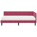 vidaXL Cadre de lit d'angle Rouge bordeaux 90 x 200 cm Velours