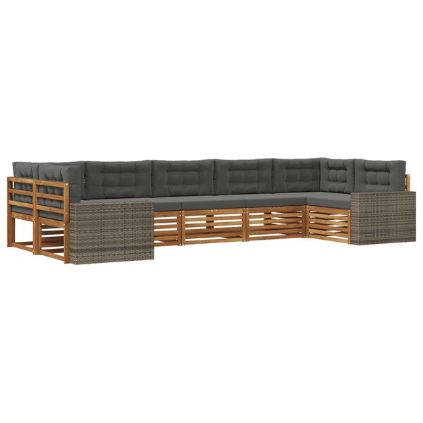 vidaXL Ensemble de canapés d'extérieur 7 Pièces Naturel et Anthracite