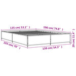 vidaXL Cadre de lit sonoma gris 135x190 cm bois d'ingénierie et métal