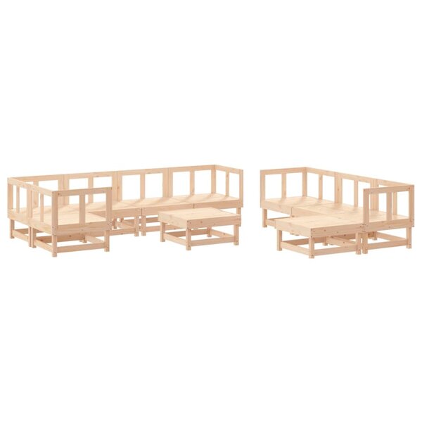 vidaXL Salon de jardin 10 Pièces Bois de pin massif