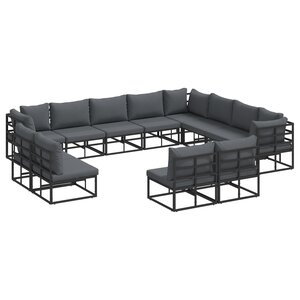 vidaXL Ensemble de canapé de jardin 12 Pièces Noir 353 x 283 x 71 cm