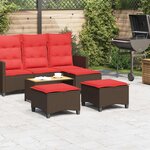 vidaXL Tabourets jardin coussins 2Pièces marron 55x55x36cm résine tressée
