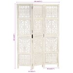 vidaXL Cloison de séparation 3 panneaux Blanc 120x165 cm Bois manguier