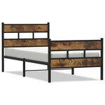 vidaXL Cadre de lit en métal sans matelas chêne fumé 100x200 cm