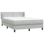 vidaXL Sommier à lattes de lit et matelas gris clair 160x220cm velours
