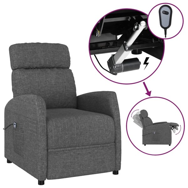 vidaXL Fauteuil inclinable électrique Gris foncé Tissu