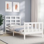 vidaXL Cadre de lit avec tête de lit blanc 90x200 cm bois massif