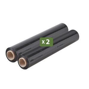 Pack And Move - Lot 2 Rouleaux Film Étirable - 300 M - Noir - Film Déménagement Film Emballage Film Palette Film Protection