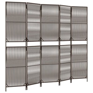 vidaXL Cloison de séparation 5 panneaux marron résine tressée