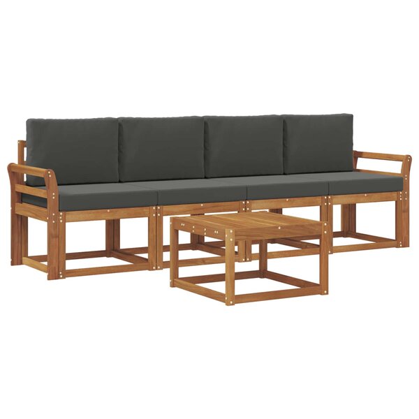 vidaXL Ensemble de canapés d'extérieur 5 Pièces Naturel et Anthracite