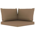 Vidaxl canapé de jardin 3 places avec coussins taupe