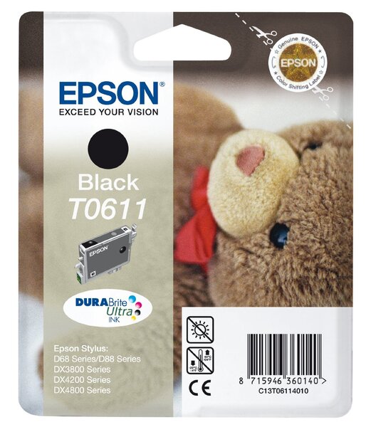 Cartouche d'encre epson ourson t0611 (noir)