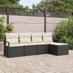 Ensemble de canapé de jardin 5 pièces coussins Noir Poly Rattan