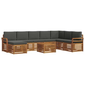vidaXL Ensemble de canapés d'extérieur 9 pc Naturel et Anthracite