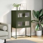 vidaXL Buffet haut vert olive 68x39x107 cm acier
