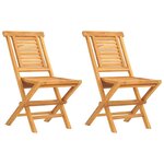 vidaXL Chaises de jardin pliantes lot de 2 47x63x90cm bois massif teck