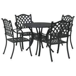 Set de table de jardin 5 pièces en aluminium noir