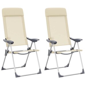 vidaXL Chaises de camping pliables lot de 2 Crème Aluminium