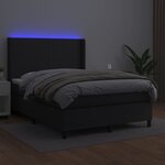 vidaXL Sommier à lattes de lit matelas LED Noir 140x190cm Similicuir