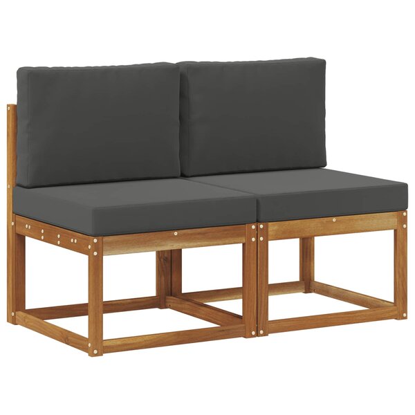 vidaXL 2 Pièce Sofa de milieu extérieur Bois d'Acacia Massif