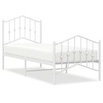 vidaXL Cadre de lit métal avec tête de lit/pied de lit blanc 75x190 cm