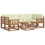 vidaXL Ensemble de canapés d'extérieur 7 Pièces Naturel et Crème