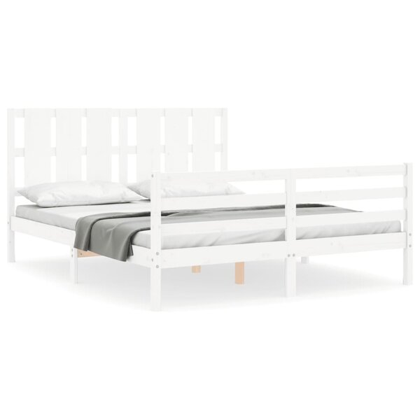 vidaXL Cadre de lit sans matelas blanc bois de pin massif