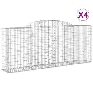 vidaXL Paniers à gabions arqués 4 Pièces 300x50x120/140 cm fer galvanisé