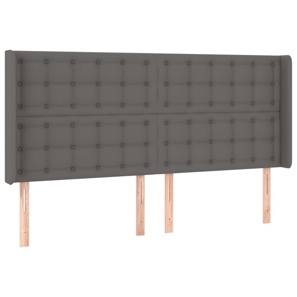 vidaXL Tête de lit avec oreilles Gris 183x16x118/128 cm Similicuir