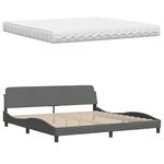 vidaXL Lit avec matelas gris foncé 200x200 cm tissu