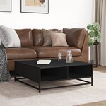 vidaXL Table basse noir 80x80x30 cm bois d'ingénierie et métal