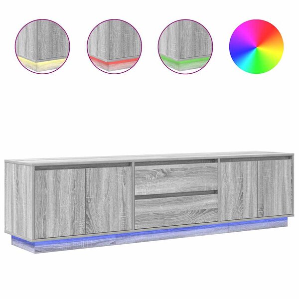 vidaXL Meuble TV avec lumières LED sonoma gris 193 5x41x50 cm