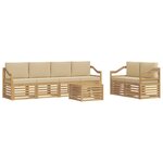 vidaXL Ensemble de canapés d'extérieur 7 Pièces Blanc et Beige Polyester